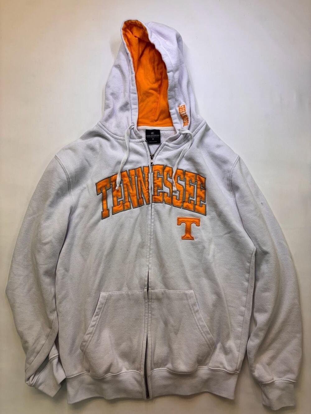 Colosseum Tennessee Volunteers White Full-Zip Hoodie with Orange Interior Lining